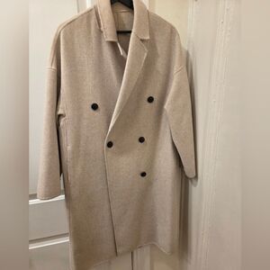 Mango Beige Double-Breasted Coat
